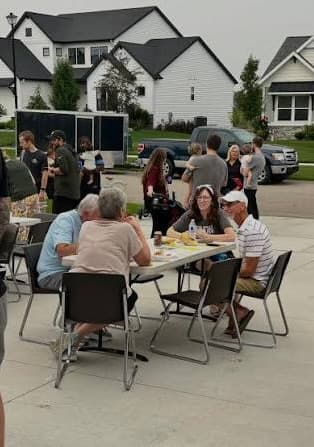 A group of neighbors sharing time together
